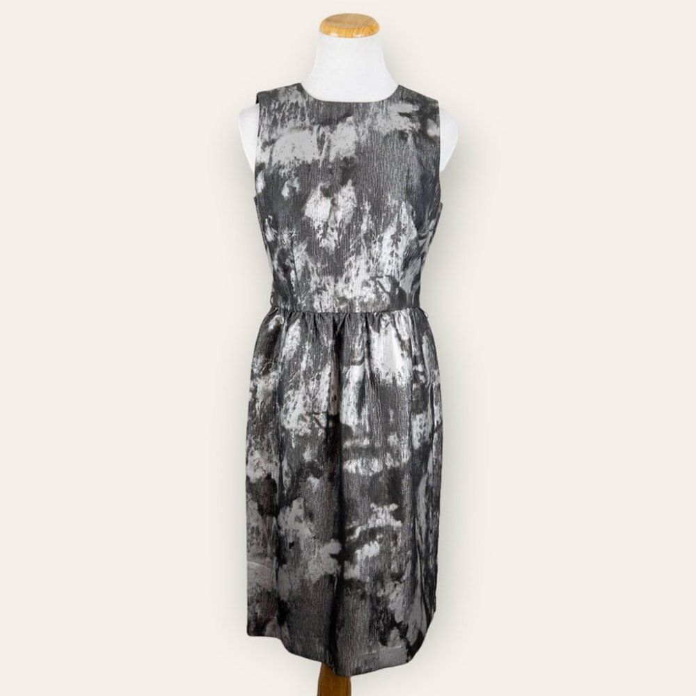 𝅺MICHAEL Michael Kors Womens Size 4 Metallic Silver Sheath Dress Sleeveless